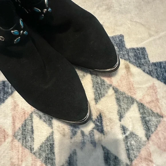 Dingo Victoria Black Western Boots with Turquoise Embroidery sz 9.5 - Picture 5 of 9